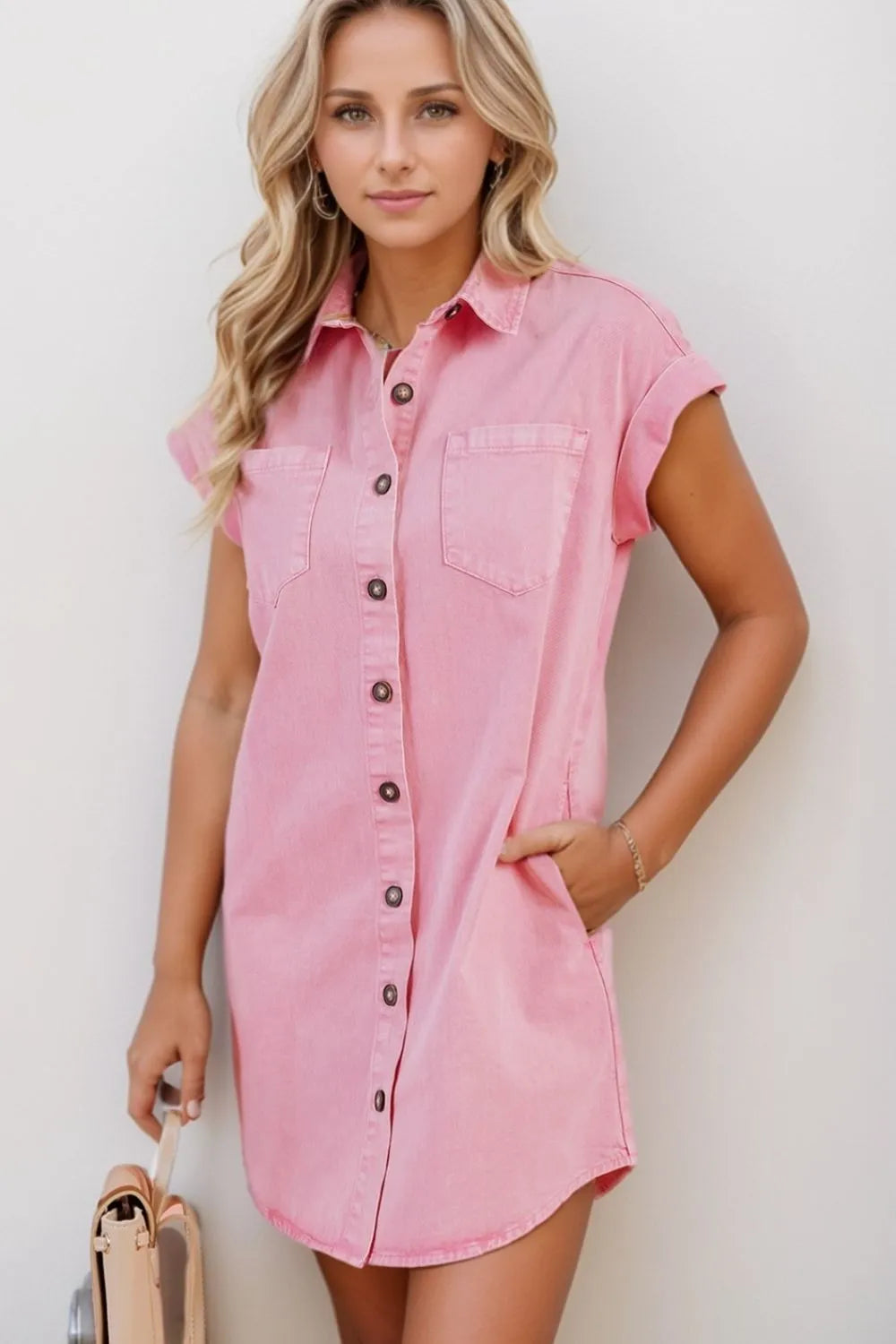 jaiya short sleeve button front dress Jaiya Short Sleeve Button Front Dress (Women)