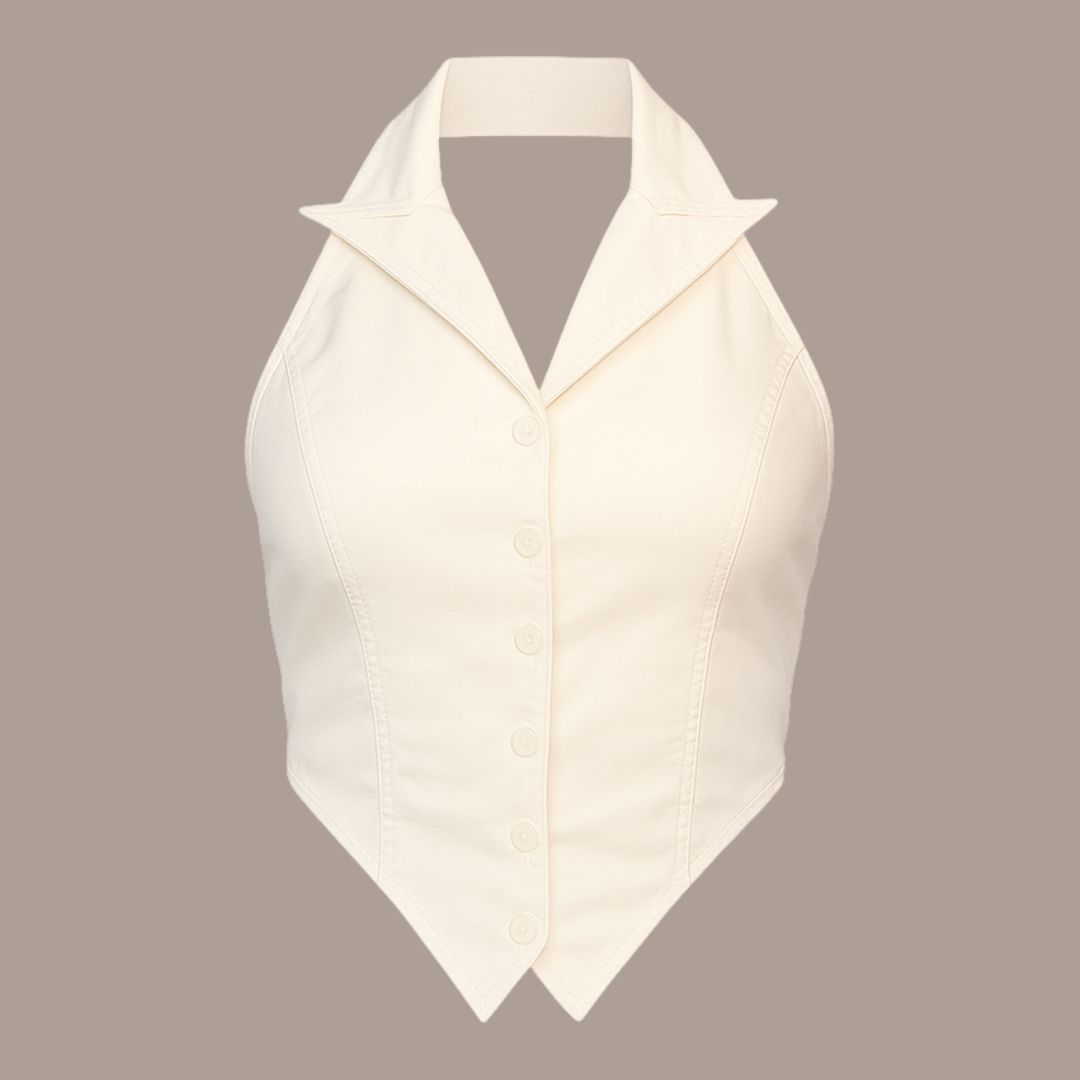 Button Front Halter Top