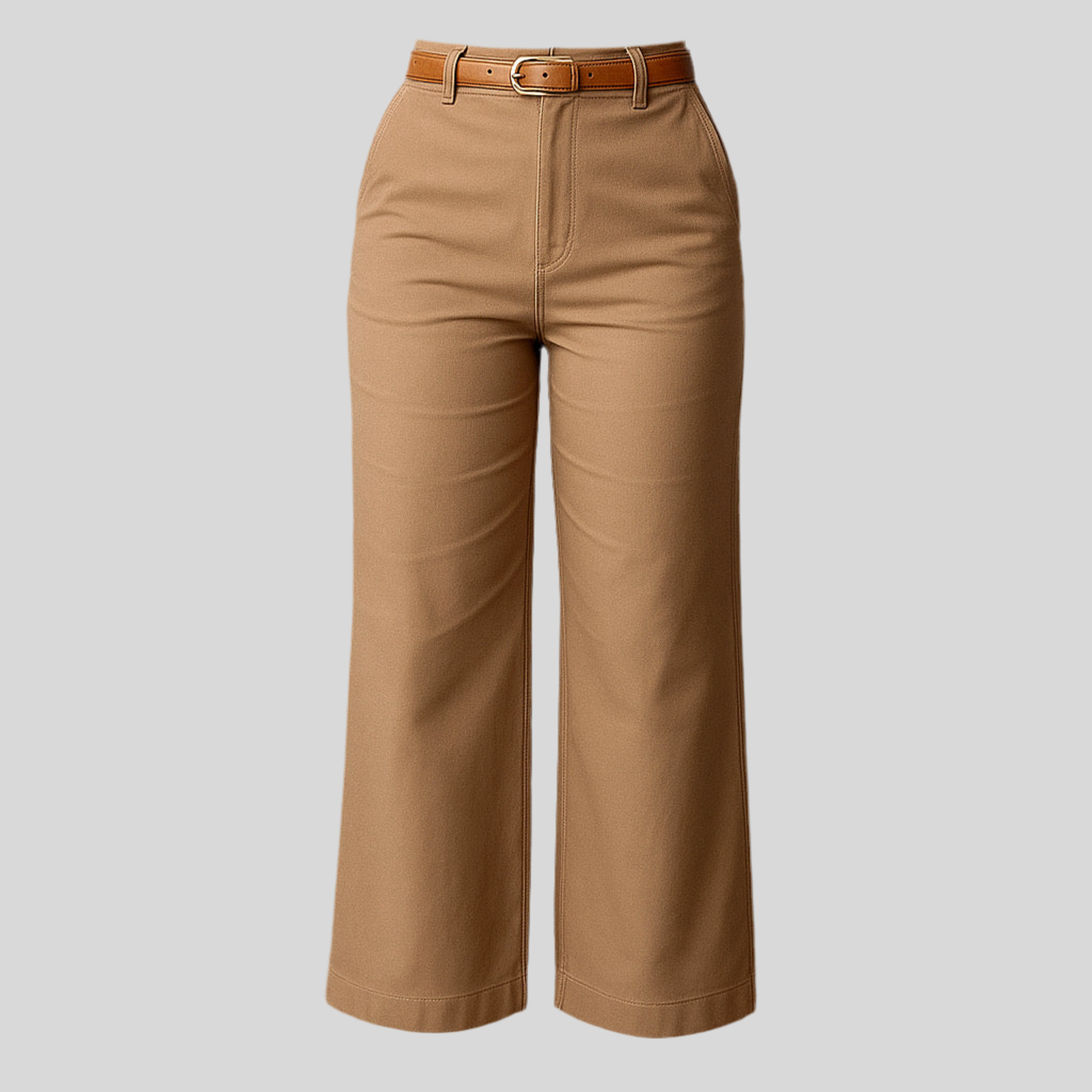 High Waisted, Belt, Side Pocket, Wide Leg casual Linen-Feel Pants